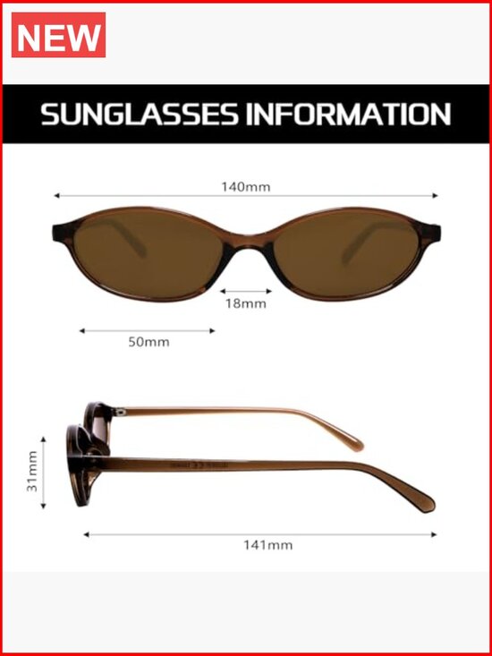 Retro Oval Cat Eye Sunglasses Lightweight Narrow UV Protection main image 5